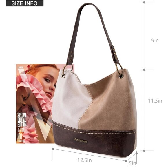 Hobo Shoulder Bag Vegan Leather Large Capacity Zipper Multi-Occasion Gift - Picture 6 of 6